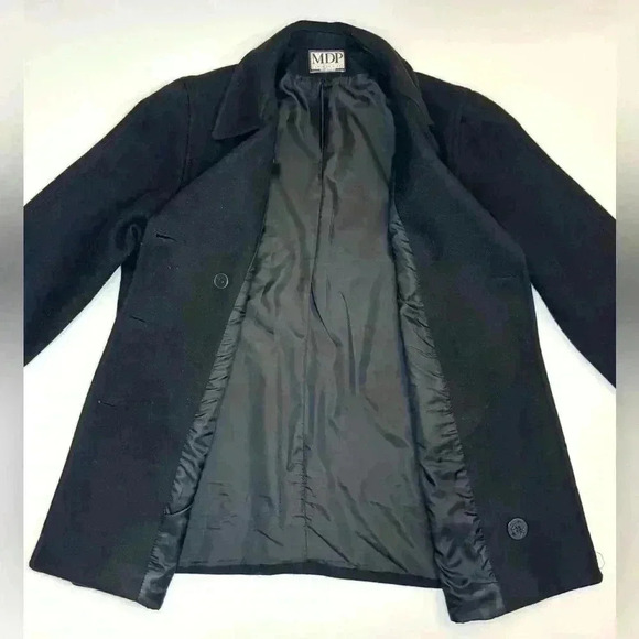 MDP Mario De Pinto Women’s Wool Blend Black Pea Coat Double Breasted Size- XL - Picture 7 of 9